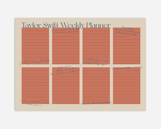 Taylor Swift Weekly Planner A4 Notepad -  Lyrical