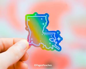 Rainbow Holographic LGBTQ+ State Stickers: Louisiana