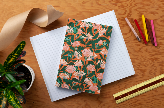 Orange Floral Classic Layflat Journal Notebook