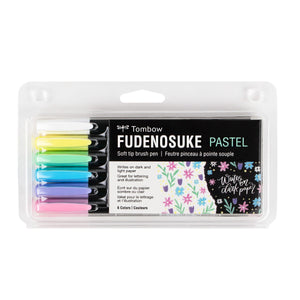 Tombow Fudenosuke Brush Pen Sets of 6 - Pastel