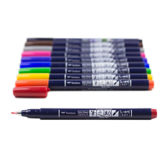 Fudenosuke Colors Brush Pen Set, 10-Pack