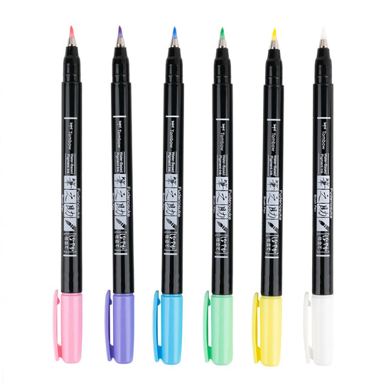 Tombow Fudenosuke Brush Pen Sets of 6 - Pastel