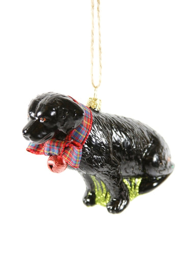 Festive Black Lab Dog Ornament