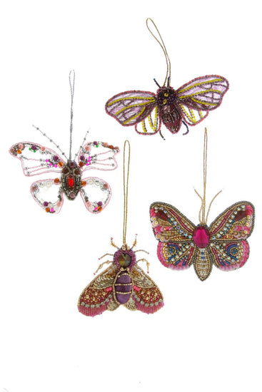 Beaded Winged Insects Ornament - 4 Asst.