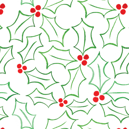 Holly (Outline) Wrapping Paper