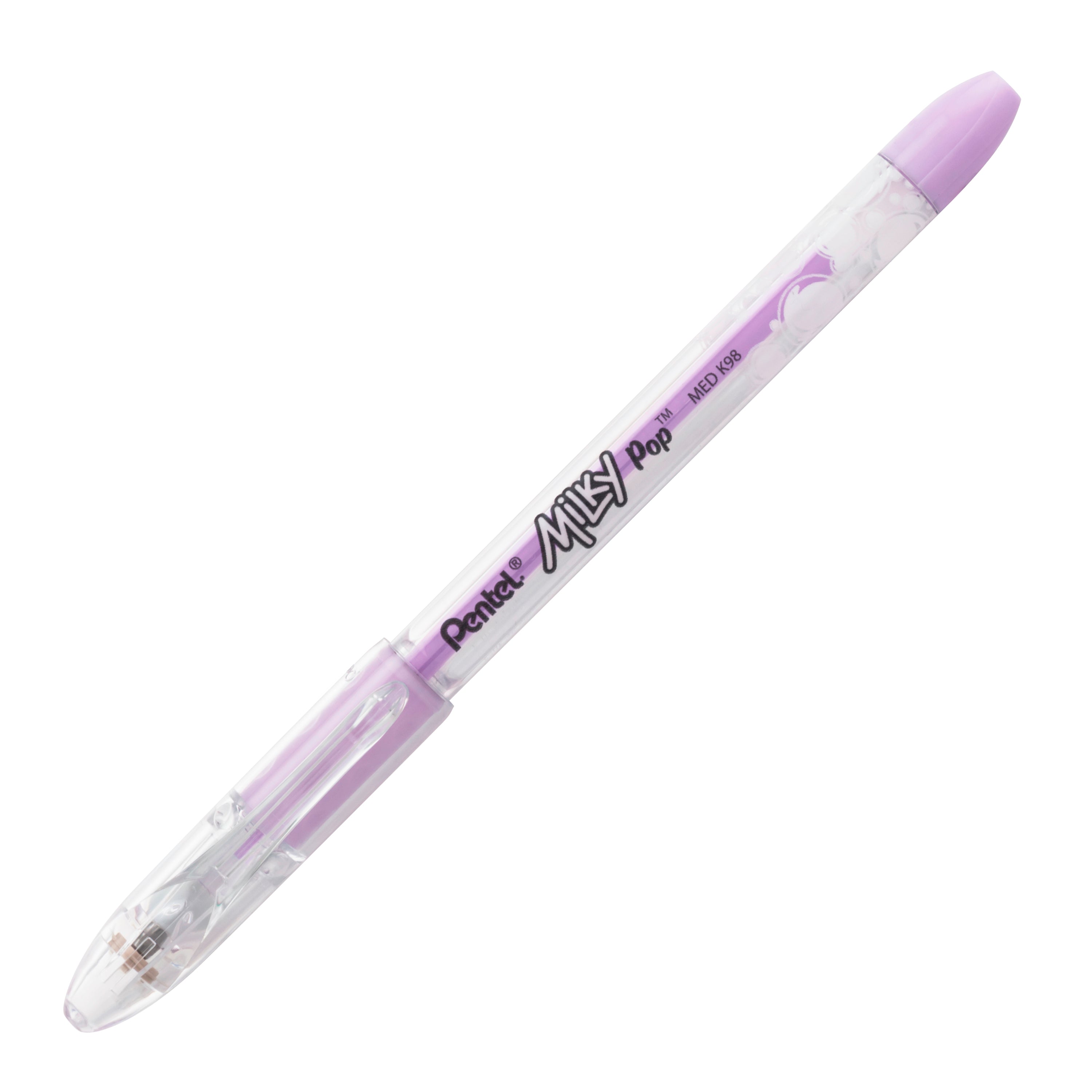 Pentel 2003645 0.8 mm Medium Line Milky Pop Pastel Gel Pen Violet Ink - Pack of 12